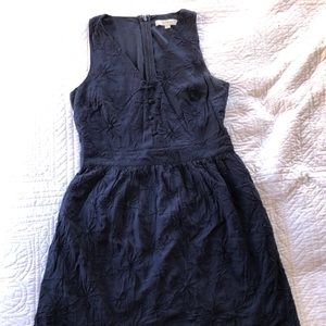 LOFT Navy embroidered eyelet dress